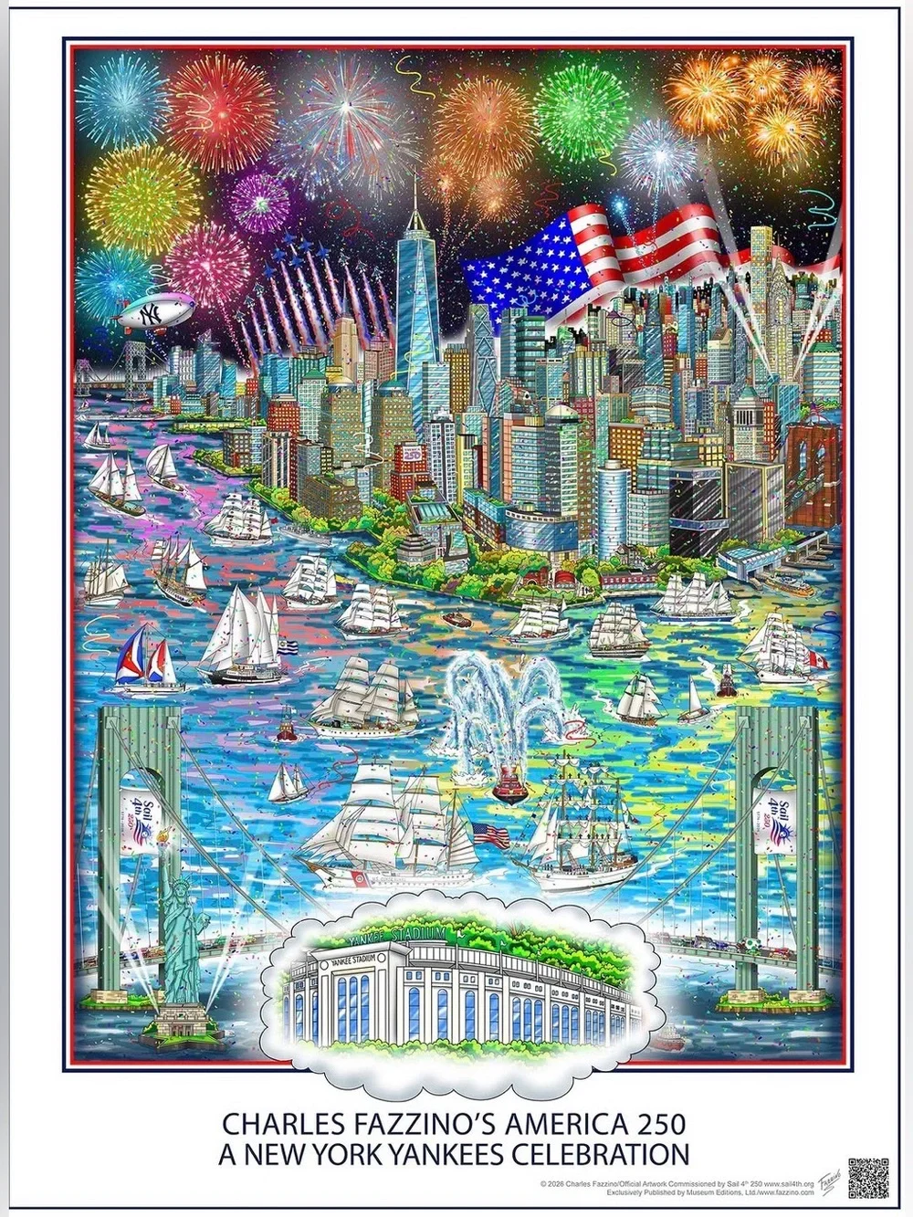 Charles Fazzino America250: A New York Yankees poster ⚾️ 🇺🇸 🎆 🎇